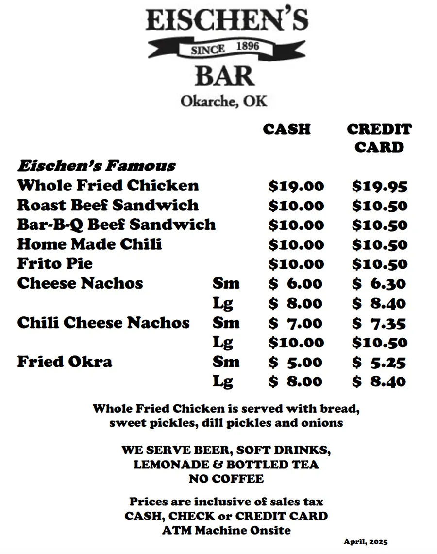 eischens bar menu